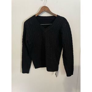 Brand New Sophia Yang Women’s Small 4-6 Black Cable Knit Merino Wool Sweater